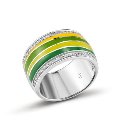 Sterling Silver Ring Enamel,White Cubic Zirconia (R303425ENASL925)