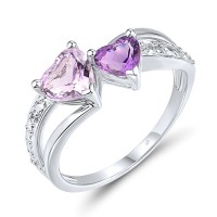 Sterling Silver Ring Amethyst,Diamond (R303434AMESL925)
