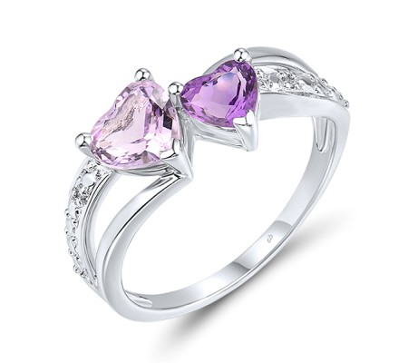 Sterling Silver Ring Amethyst,Diamond (R303434AMESL925)