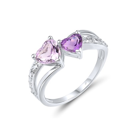 Sterling Silver Ring Amethyst,Diamond (R303434AMESL925)