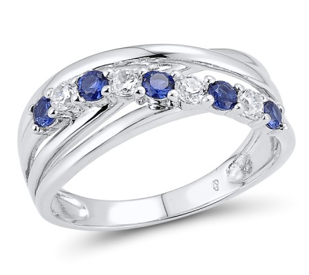 Sterling Silver Ring White Cubic Zirconia,Blue Nano Cubic Zirconia (R303450BZZSL925) - US 5