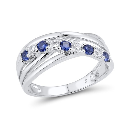 Sterling Silver Ring White Cubic Zirconia,Blue Nano Cubic Zirconia (R303450BZZSL925) - US 5