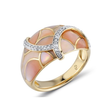 Sterling Silver Ring Pink Shell,White Cubic Zirconia (R303462PMPSL925)