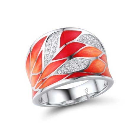 Sterling Silver Ring Enamel,White Cubic Zirconia (R303522ENA3SL925)