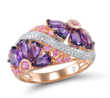 14KRWB Ring Amethyst,Diamond,Pink Sapphire (R303583AAPS14KRWB) - US 7