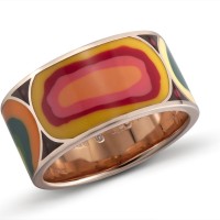 Sterling Silver w/ Rose Plating Ring Diamond,Enamel (R303611ENA5SR925) - US 5.5