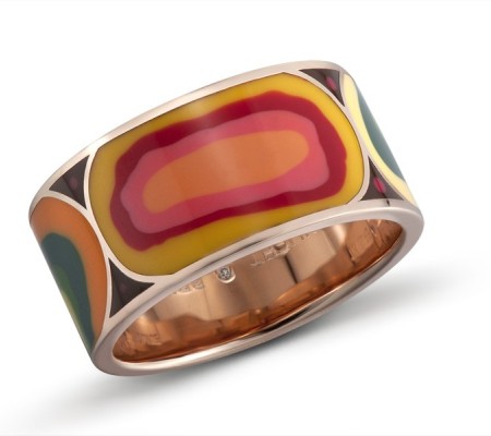 Sterling Silver w/ Rose Plating Ring Diamond,Enamel (R303611ENA5SR925) - US 5.5