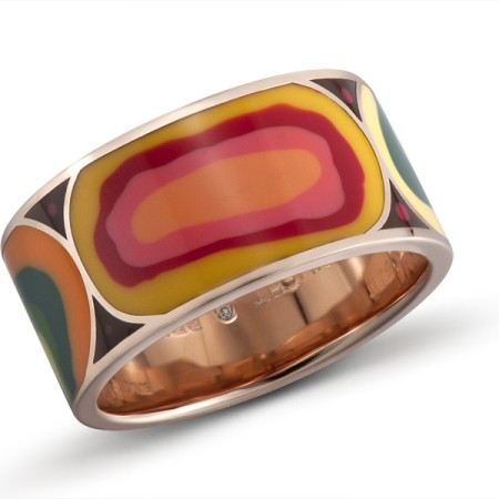 Sterling Silver w/ Rose Plating Ring Diamond,Enamel (R303611ENA5SR925) - US 5.5