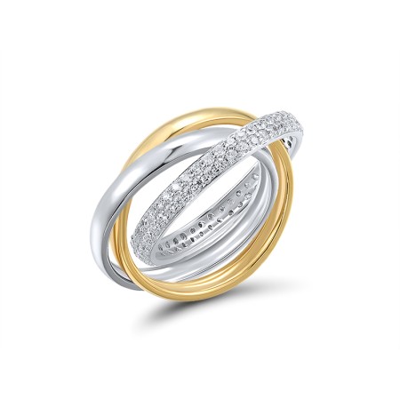 Sterling Silver w/ Ionic Yellow Plating Ring White Cubic Zirconia (R303661WCZSP925) - US 6