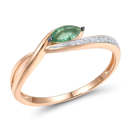 14KRWB Ring Diamond,Emerald (R303706EMR14KRWB) - US 7.75