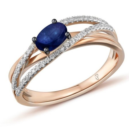 14KRWB Ring Blue Sapphire,Diamond (R303710SAP14KRWB) - US 7