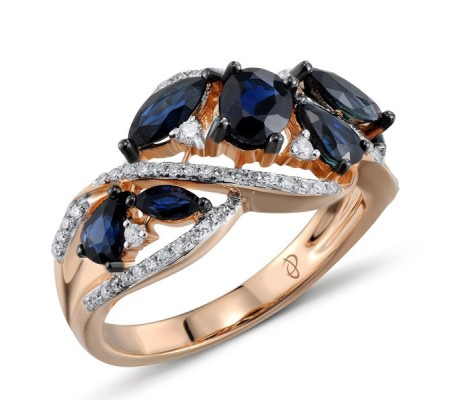 14KRWB Ring Blue Sapphire,Diamond (R303735ASAP14KRWB) - US 7
