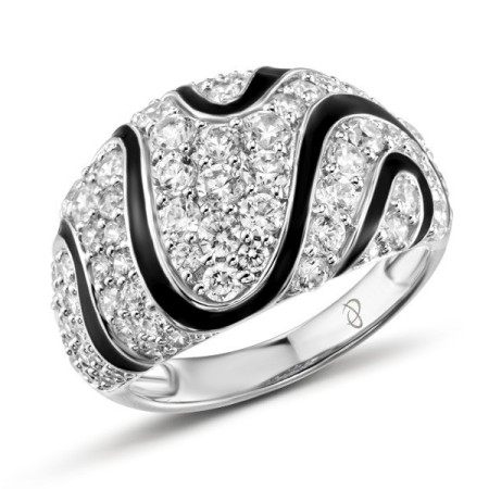 Sterling Silver Ring Enamel,White Cubic Zirconia (R303750ENASL925)
