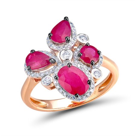 14KRWB Ring Diamond,Ruby (R303752ARUY14KRWB) - US 6
