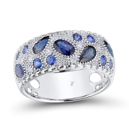 14KW Ring Blue Sapphire,Diamond (R303780SAP14KW) - US 10