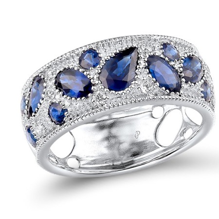 14KW Ring Blue Sapphire,Diamond (R303782SAP14KW) - US 6.5