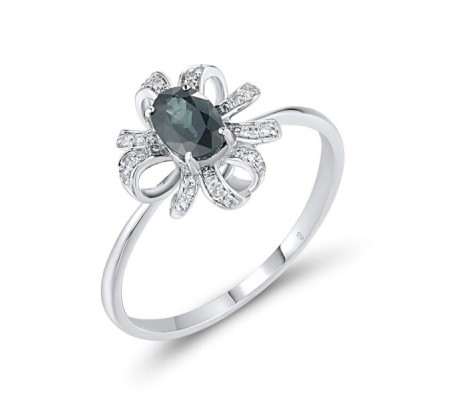 14KW Ring Blue Sapphire,Diamond (R303839SAP14KW) - US 7