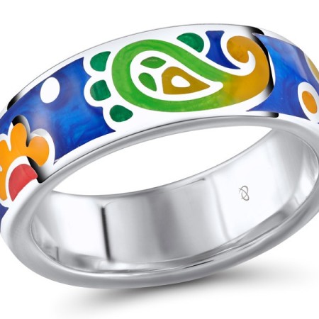 Sterling Silver Ring Diamond,Enamel (R303889ENM1SL925) - US 4.5