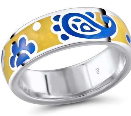 Sterling Silver Ring Diamond,Enamel (R303889ENM3SL925) - US 5.5