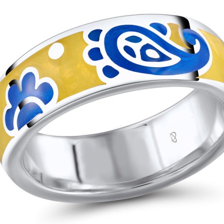 Sterling Silver Ring Diamond,Enamel (R303889ENM3SL925) - US 5.5