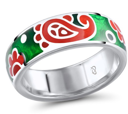 Sterling Silver Ring Diamond,Enamel (R303889ENM4SL925) - US 4.5