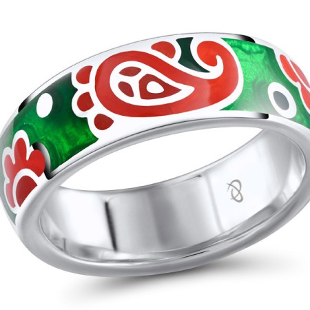 Sterling Silver Ring Diamond,Enamel (R303889ENM4SL925) - US 4.5