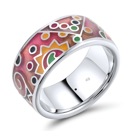 Sterling Silver Ring Diamond,Enamel (R303890ENM3SL925)