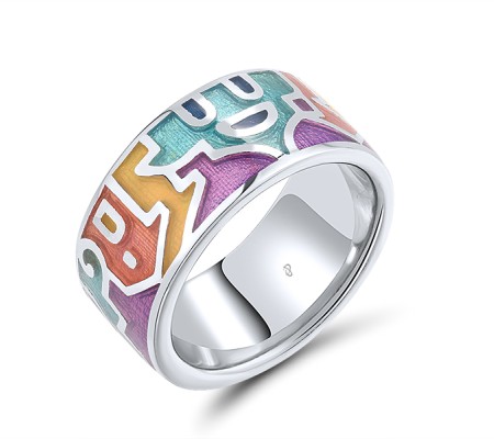 Sterling Silver Ring Diamond,Enamel (R303891ENM4SL925)