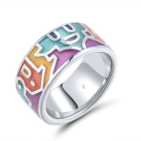 Sterling Silver Ring Diamond,Enamel (R303891ENM4SL925)