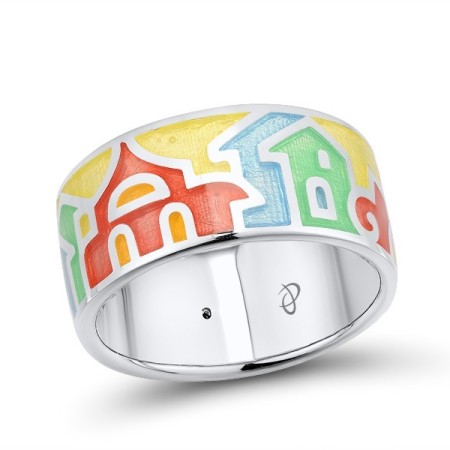 Sterling Silver Ring Diamond,Enamel (R303891ENM5SL925)
