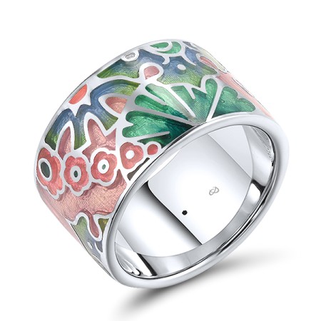 Sterling Silver Ring Diamond,Enamel (R303893ENM3SL925)