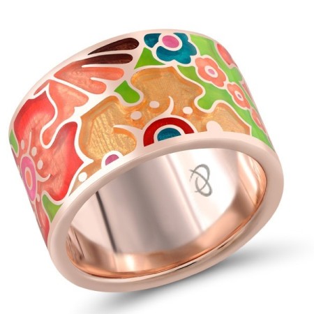 Sterling Silver w/ Rose Plating Ring Diamond,Enamel (R303894ENM2SR925)