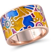 Sterling Silver w/ Rose Plating Ring Diamond,Enamel (R303894ENMSR925) - US 4.5