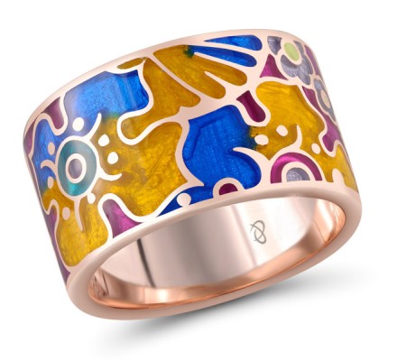 Sterling Silver w/ Rose Plating Ring Diamond,Enamel (R303894ENMSR925) - US 4.5