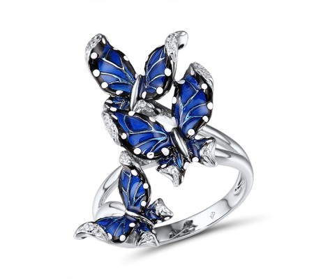 Sterling Silver Ring Enamel,White Cubic Zirconia (R303966SENA2SL925) - US 6