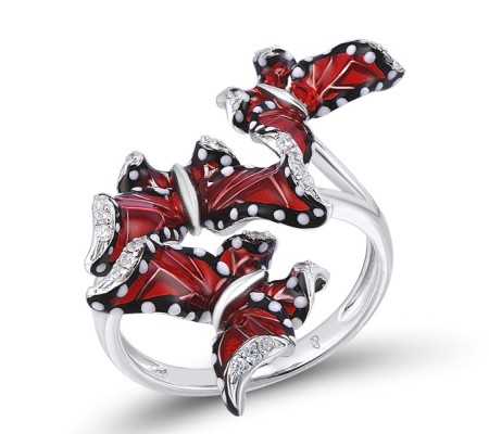 Sterling Silver Ring Enamel,White Cubic Zirconia (R303966SENASL925) - US 6