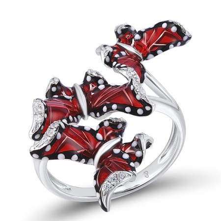 Sterling Silver Ring Enamel,White Cubic Zirconia (R303966SENASL925) - US 6