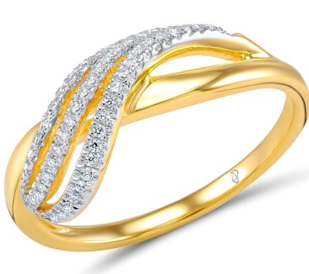 Sterling Silver w/ Ionic Yellow Plating Ring White Cubic Zirconia (R303968WCZSP925)