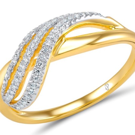 Sterling Silver w/ Ionic Yellow Plating Ring White Cubic Zirconia (R303968WCZSP925)