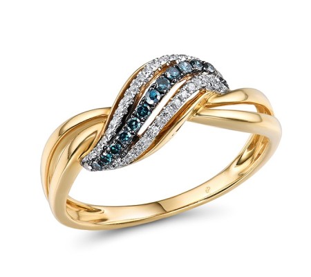 14KYWB Ring Blue Diamond,Diamond (R303986BUDD14KYWB) - US 6.5
