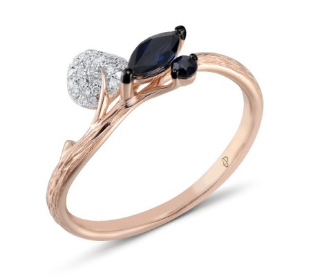 14KRWB Ring Blue Sapphire,Diamond (R304108SAP14KRWB) - US 8