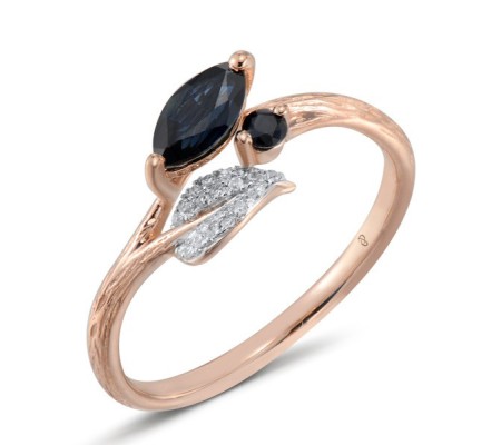 14KRWB Ring Blue Sapphire,Diamond (R304109SAP14KRWB) - US 7