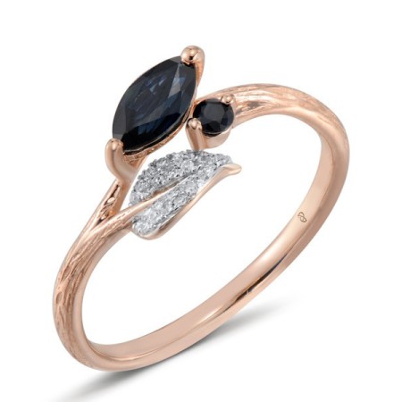 14KRWB Ring Blue Sapphire,Diamond (R304109SAP14KRWB) - US 7