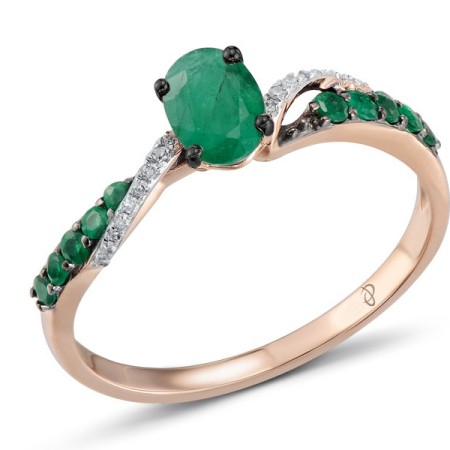 14KRWB Ring Diamond,Emerald (R304110EMR14KRWB) - US 7