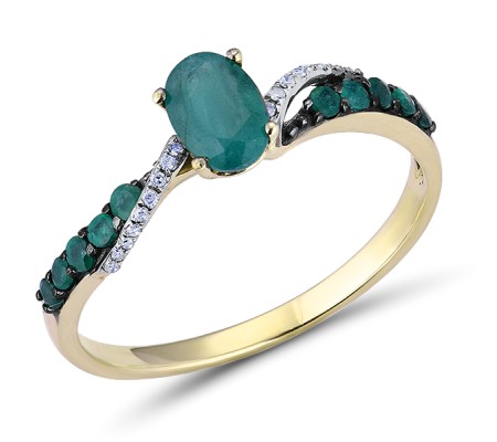14KYWB Ring Diamond,Emerald (R304110EMR14KYWB)
