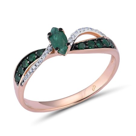 14KRWB Ring Diamond,Emerald (R304111EMR14KRWB) - US 6.75