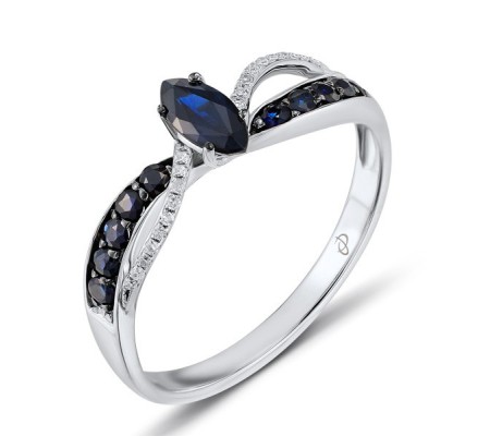 14KWB Ring Blue Sapphire,Diamond (R304111SAP14KWB) - US 7