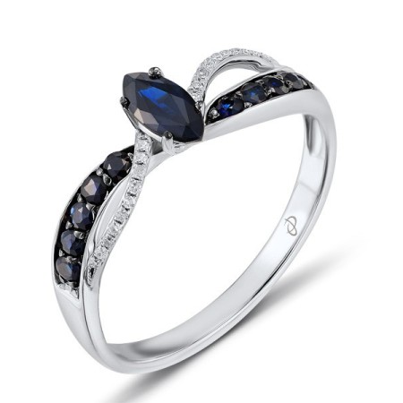 14KWB Ring Blue Sapphire,Diamond (R304111SAP14KWB) - US 7