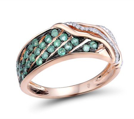 14KRWB Ring Diamond,Emerald (R304118EMR14KRWB) - US 8.25