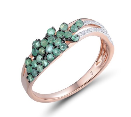 14KRWB Ring Diamond,Emerald (R304119EMR14KRWB) - US 6.5
